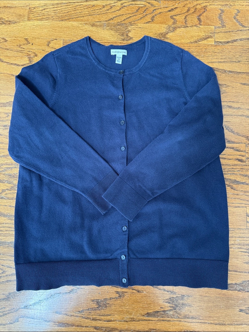 croft & barrow Slate Blue Button-Front Cardigan Size 1X